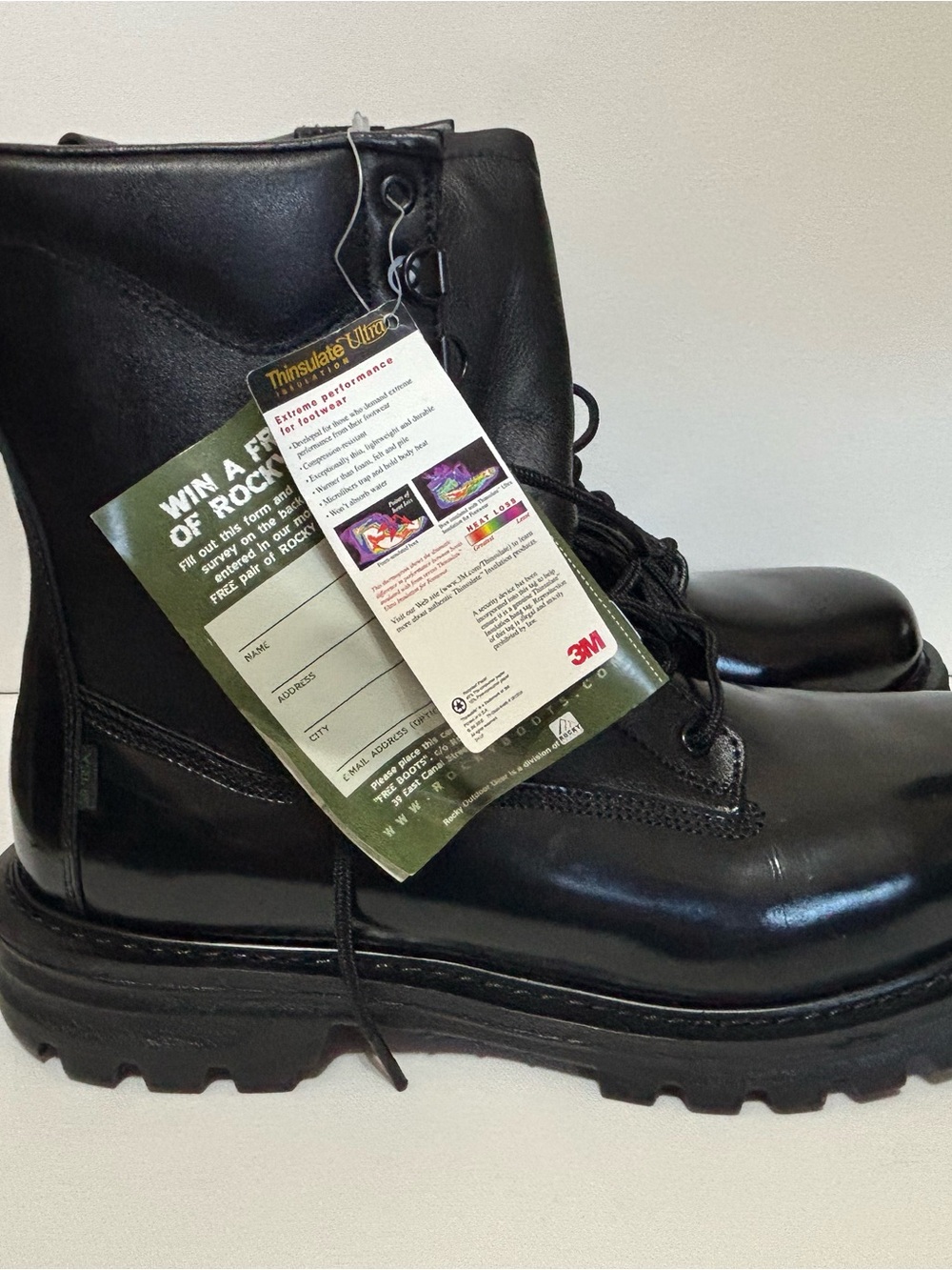 Rocky performance boots men’s 12 W black leather insulated 400 g NWT work boots